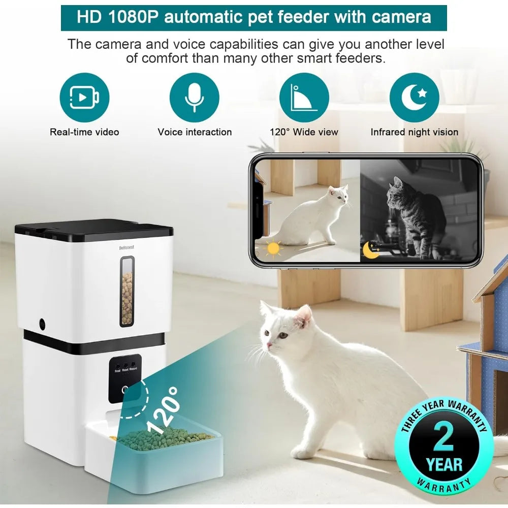 Automatic 8L Dog Feeder with Motion Sensor 1080p HD Camera, 5G Wi-Fi Easy Setup, Two-Way Chatting