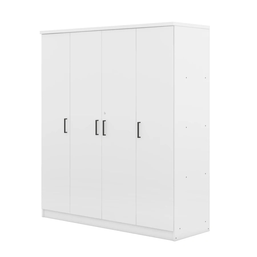 Wardrobe Cabinet Closet with 3 Doors, 2 Storage Drawers, Shelves & Hanging Rail for Clothes