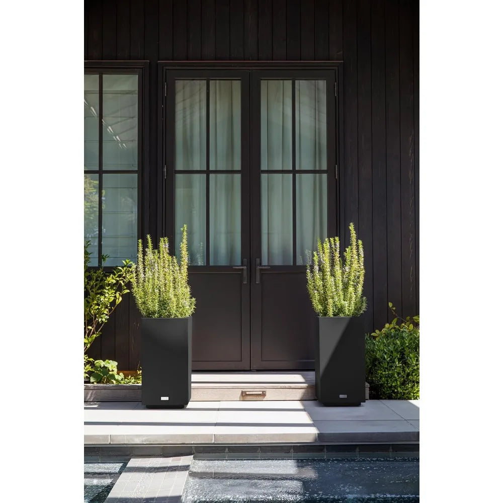 Series Pedestal Tall Planters for Indoors or Outdoors with Removable Insert Bucket. Double Wall Construction & Lightweight