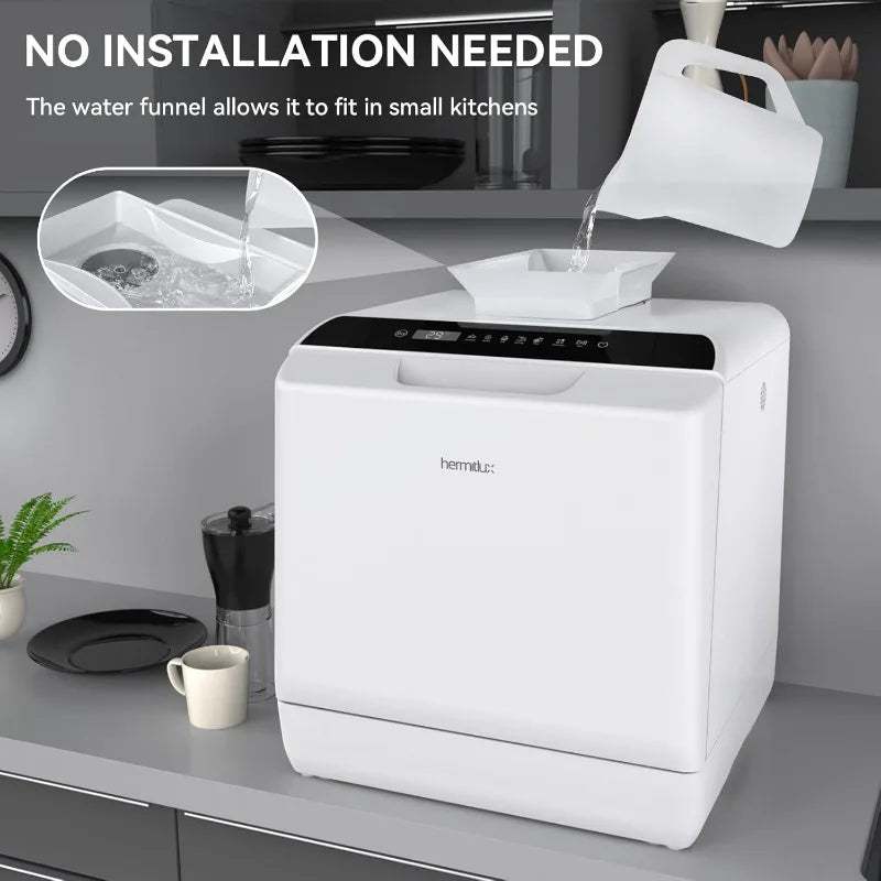 Countertop Portable Dishwasher with 5L Built-in Water Tank, 5 Washing Programs, Suitable for Cleaning Tableware, Fruits & Vegetables