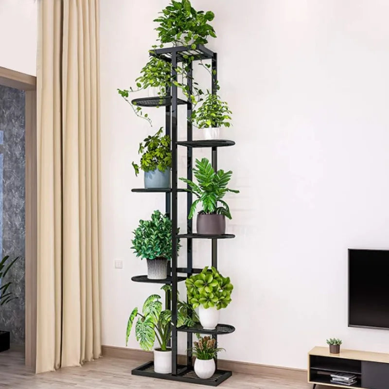 Metal 8 Tier Tall Plant Stand with Thick Iron Frame, Holds 9 Pots, Space Saver Display Rack