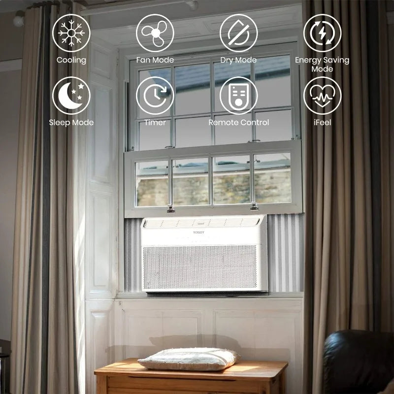 Window Air Conditioner 8,000 BTU, Window Mounting, Quiet Operation, Adjustable Air Louvers & Remote Control