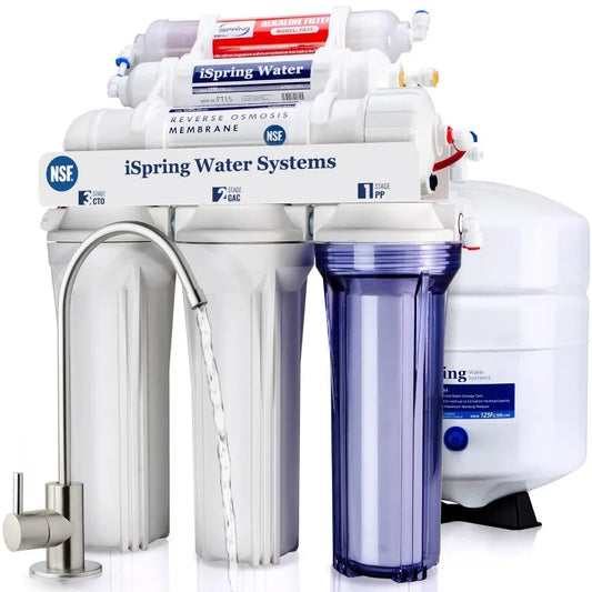 Alkaline 6-Stage Reverse Osmosis Water Filter System, Under-Sink Install, No Electricity, Enjoy Cleaner & Tastier Water