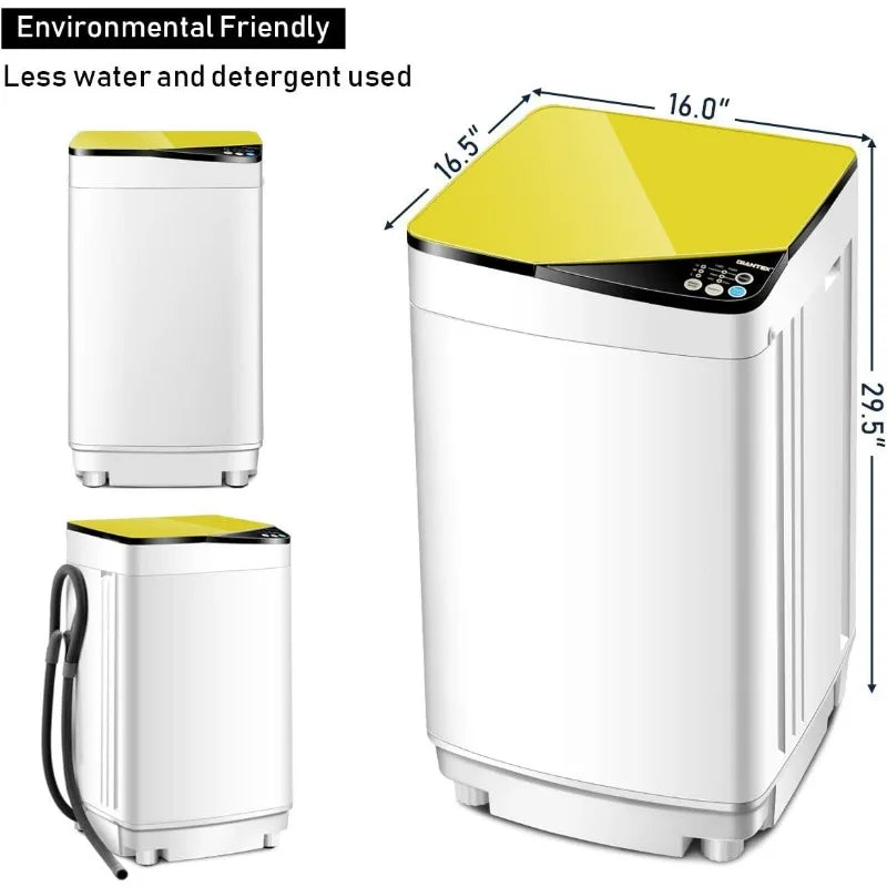 Portable Clothes Washing Machine, User-Friendly Control Panel with 6 Wash Programs & 3 Water Levels, 7.7 lbs. Load Capacity