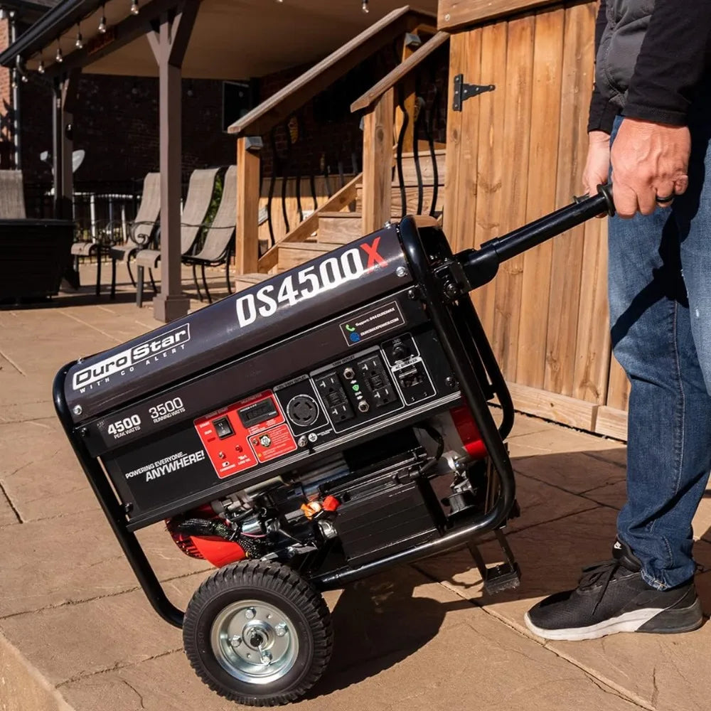 Dual Fuel Portable Generator with 4500 Watts, Gas or Propane Powered, Electric Start & Carbon Monoxide Detect Auto Shut Off, Camping & RV Ready