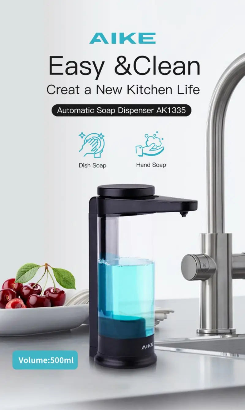 Automatic Liquid Soap Dispenser with Built-In Lithium Battery, Type-C Charging Port , 5 Adjustable Dispense Amounts & Wall or Countertop Mount