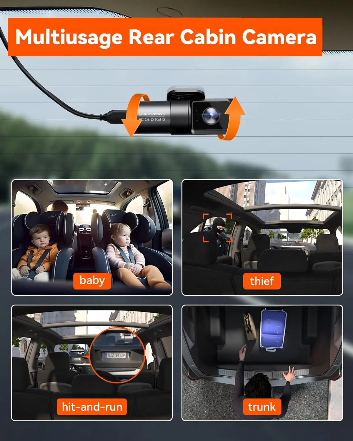 Dash Cam, 4 Channel WiFi 360°