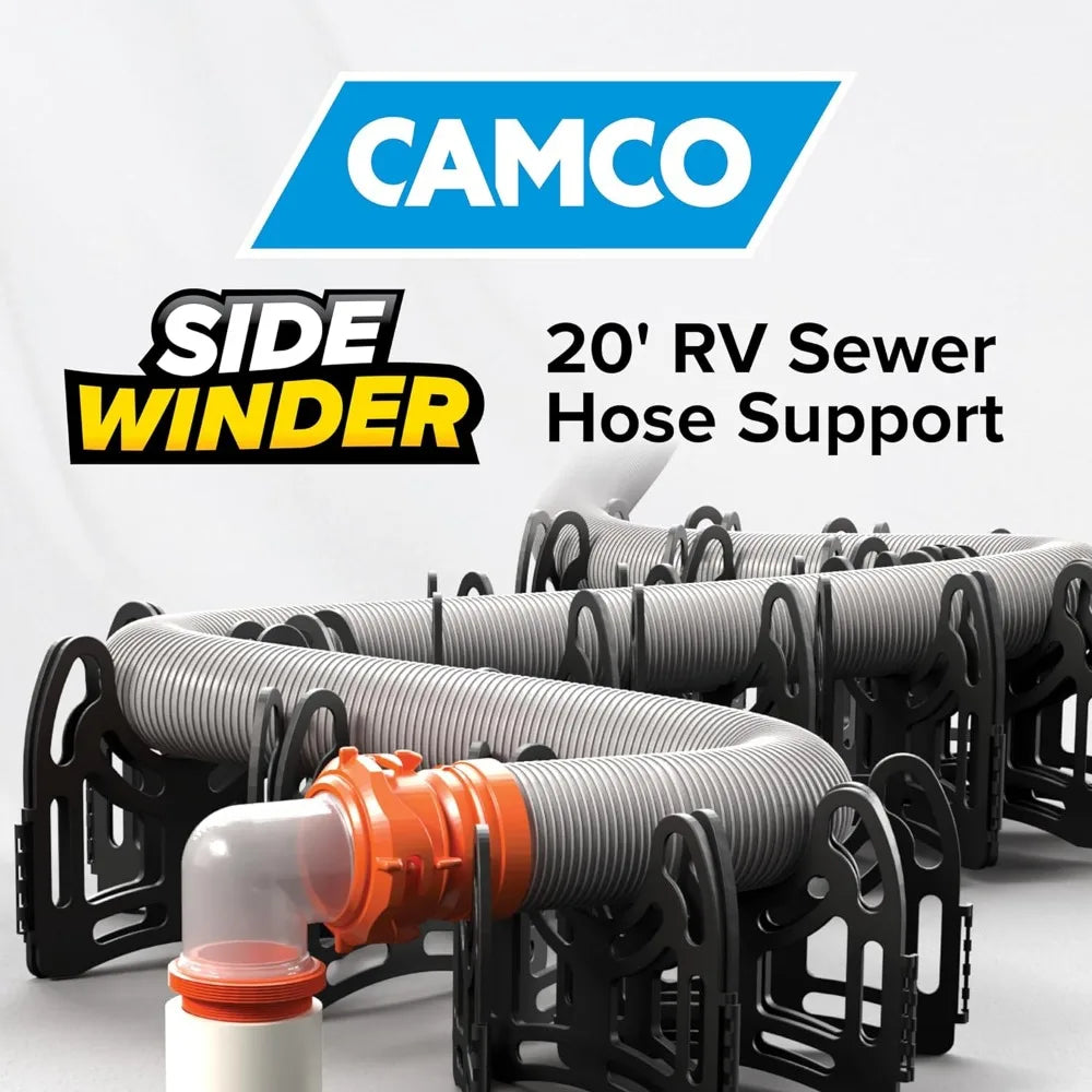 RV/Camping Trailer 20' Sewer Hose Support, Gravity Flow Drainage Technology, Telescoping Fold Up Design